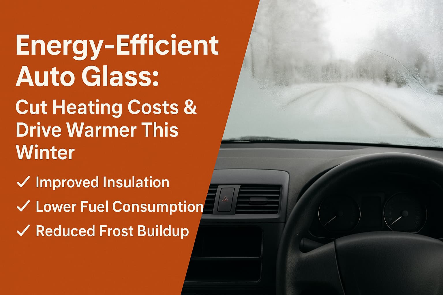 Energy-efficient windshield preventing frost and keeping the cabin warm during winter in Cranbrook BC